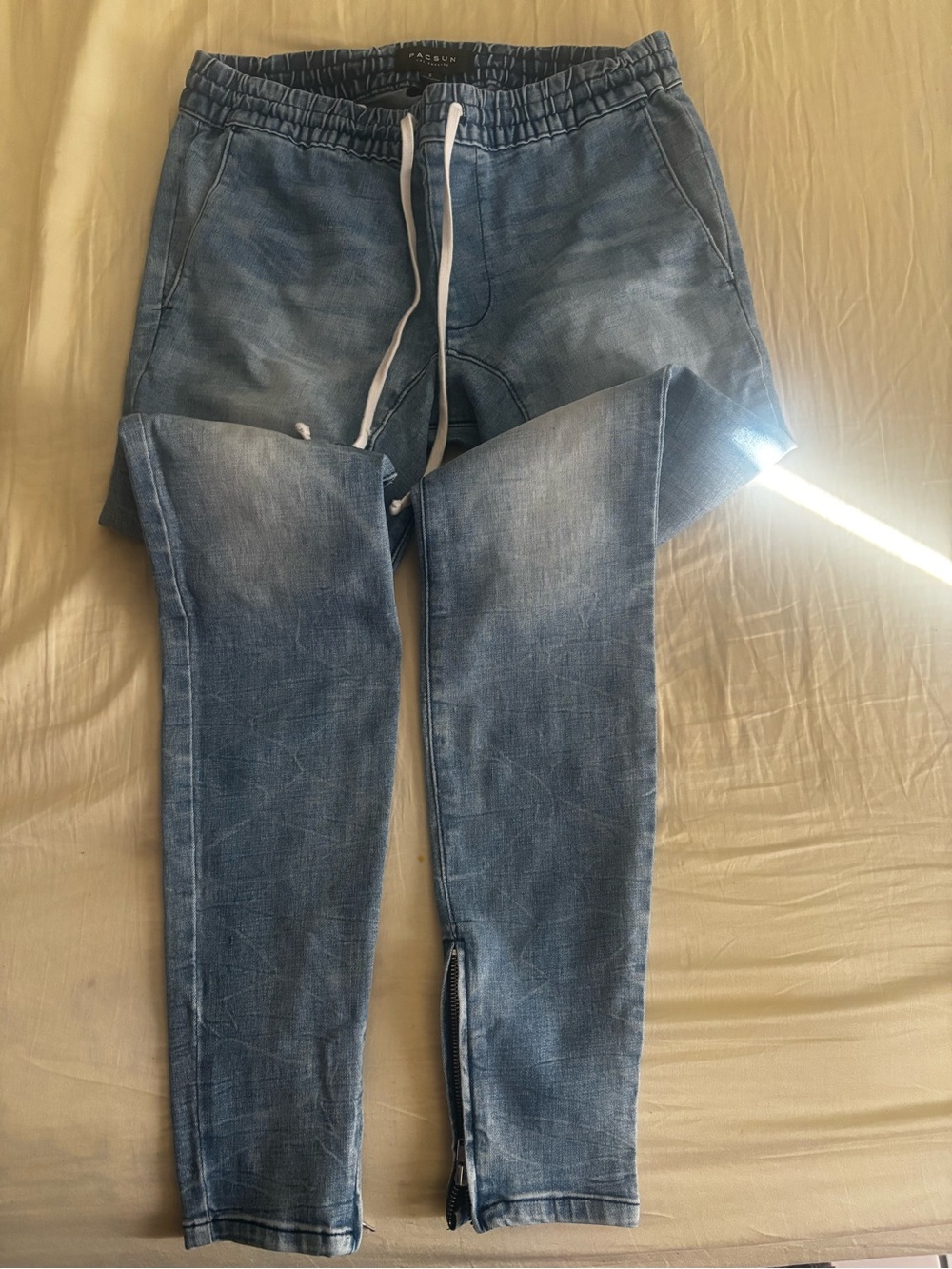 PacSun Light Blue Skinny Jogger Jeans with Drawstring